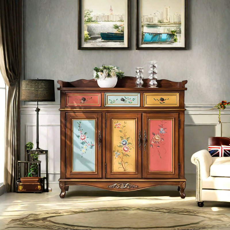 American Vintage Shoe Cabinet Side Cabinet Storage 18 Pair Shoe Storage Cabinet