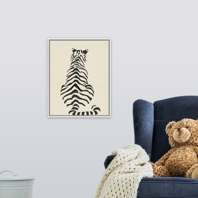Art encadré pour enfants tiger ii, H 20 po x l 16 po x P 1,2 o, Cadre pour toile flottant blanc