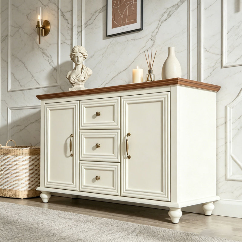 Buffet 47,3 "Mid Century, Brun / blanc
