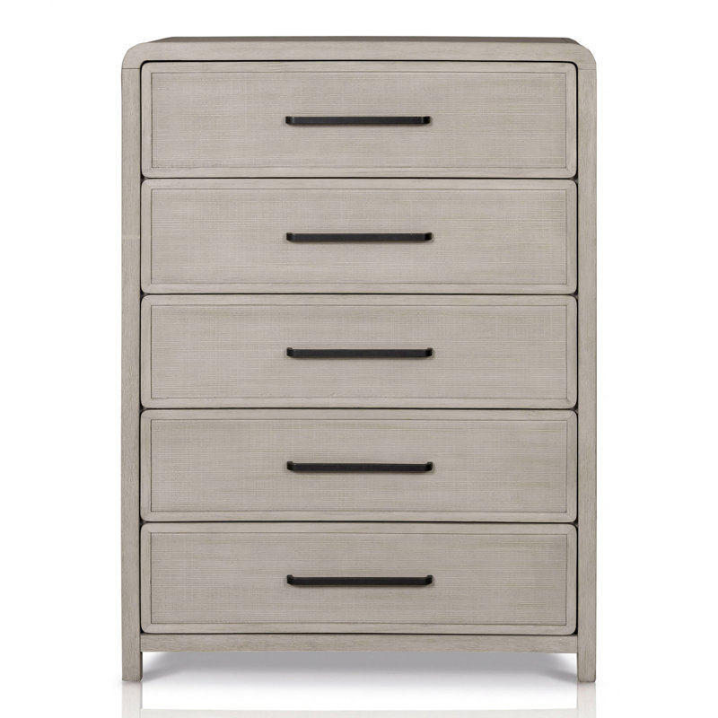 Commode 5 tiroirs en bois massif Dovie