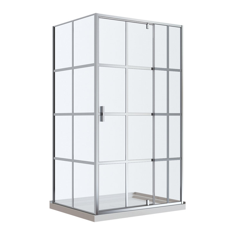 Ensemble de douche rectangulaire à coin pivotant L 48 po x l 36 po x H 77,5 po Tava, Chrome chrome
