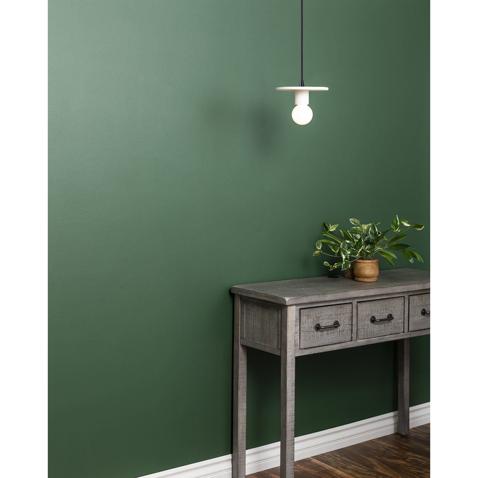 Leni Single Light Ceramic Dimmable Pendant, Bisque, Matte Black