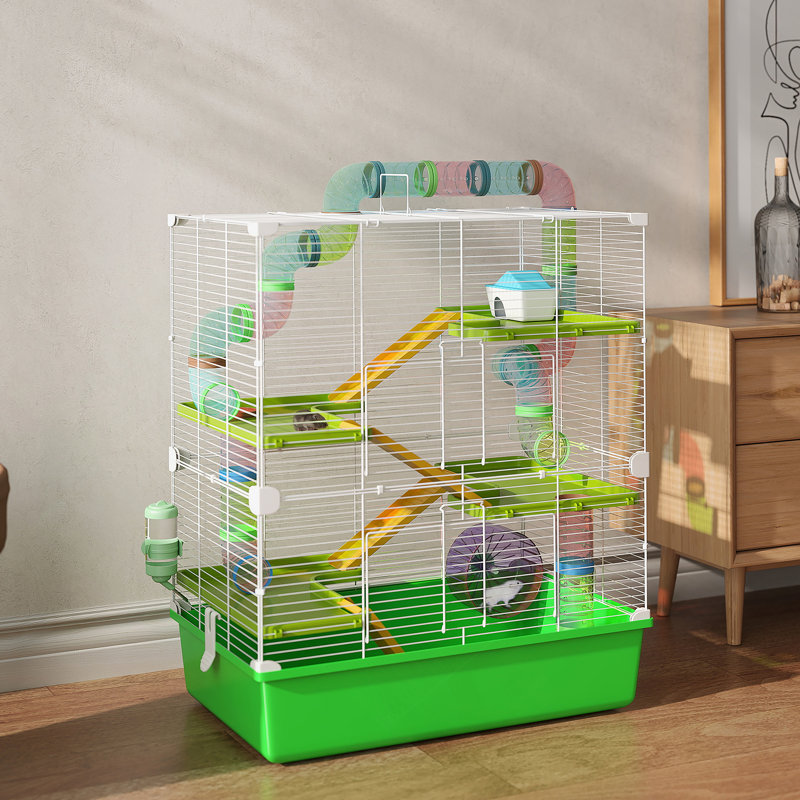 Versatile Hamster Cage With Multiple Play Features And Portable Design
