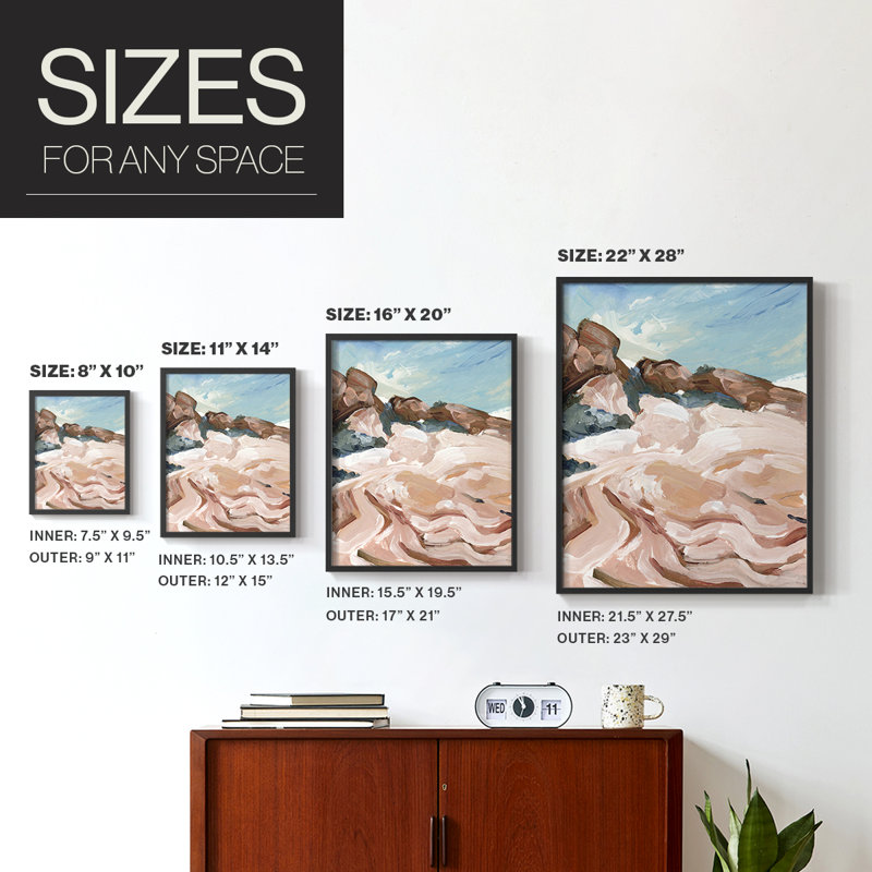 Impasto Plateau I Framed Print - Solid Wood, 10" H x 8" W, Black