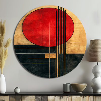 Cercle rouge en révolution I - décoration murale en métal Constructivist