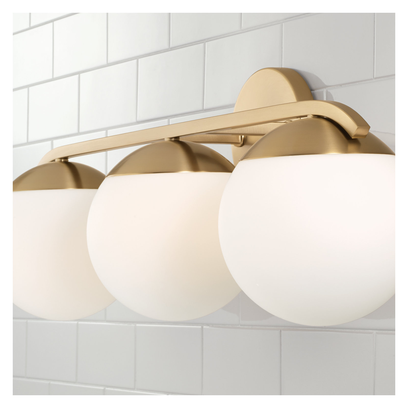 3 Light Frosted Dimmable Vanity Light, Matte Brass
