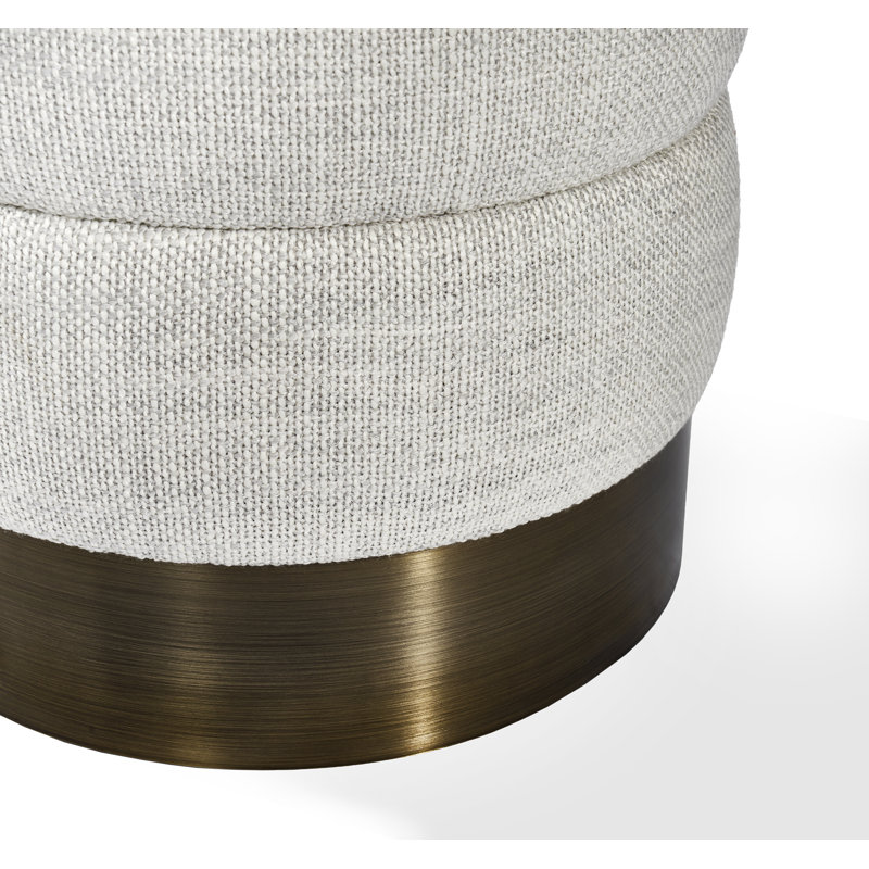 Charlize Upholstered Accent Stool, Antique Bronze, Cream