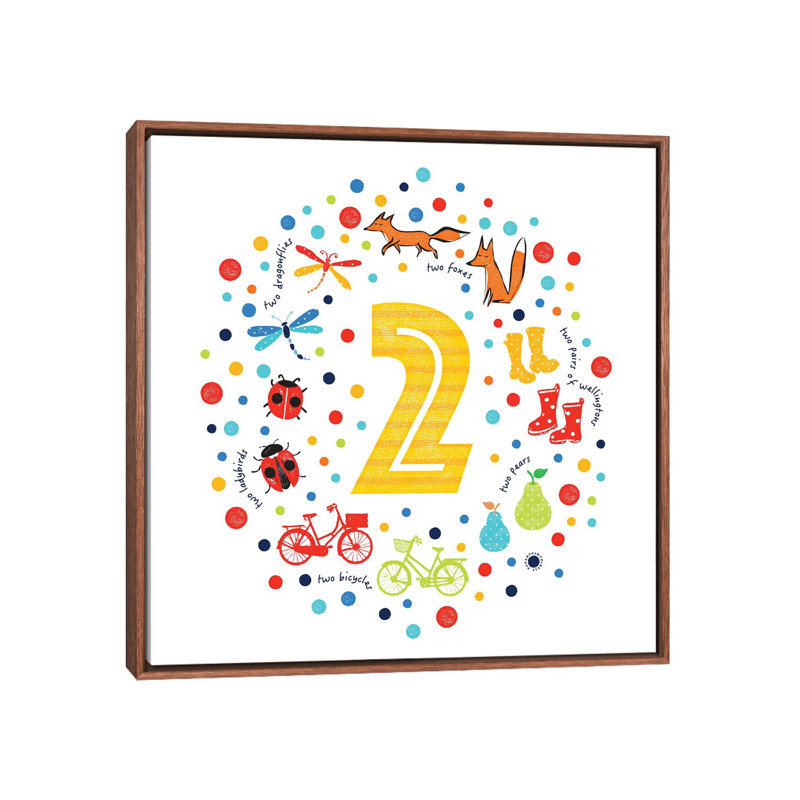 2 - Impression d'art graphique, Toile avec cadre brun, Pas de tapis, H 18 po x l 18 po x 1,5 po