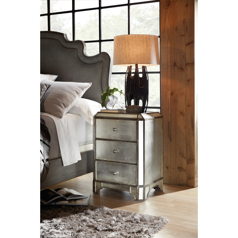 Arabella Mirrored Three-Drawer Nightstand