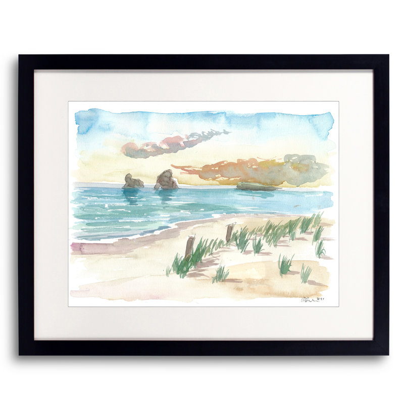 Wharariki Beach Waves New Zealand Dreams Print, 16" H x 20" W, Black Framed Paper