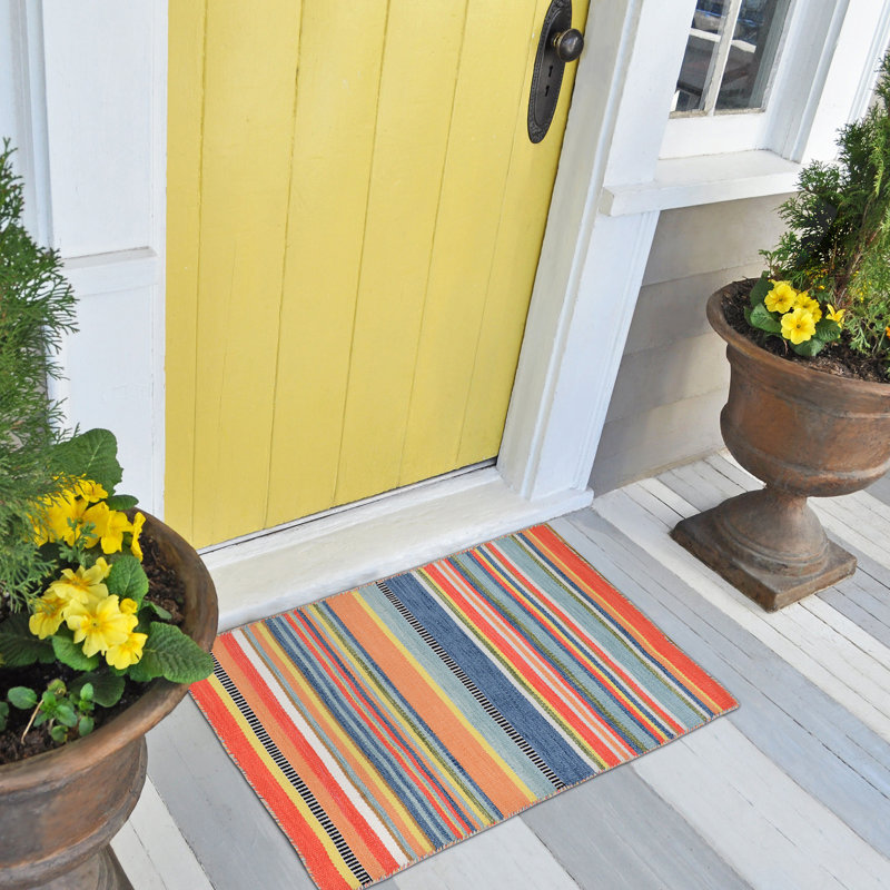 Newsome Striped Indoor / Outdoor Rug, Rectangle 2' x 3'