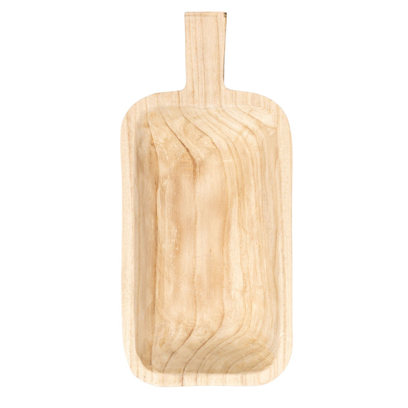 Plateau décoratif en bois Paulownia, H 2,75 po x l 16,9 po x P 7,8 po