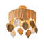 Plafonnier semi-encastré cylindrique à intensité variable 4 lumières 16 "Boho avec pampilles, métal doré et abat-jour en raphia, luminaire moderne organique décoratif