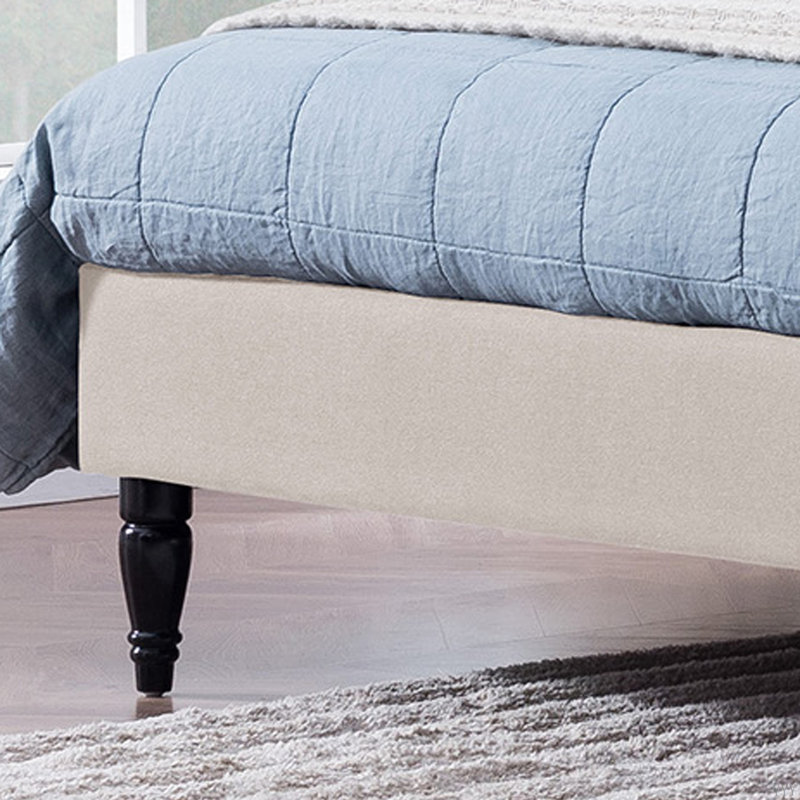 Grand lit plateforme tapissier Yulita, Beige