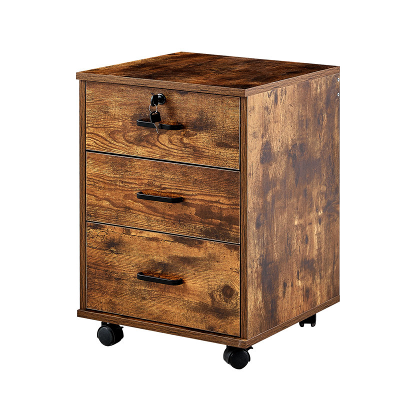40cm Wide 3 -Drawer Mobile File Cabinet, Brown