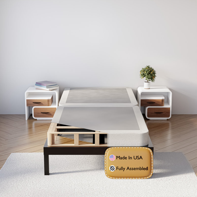 Sommier tapissier / base en bois fendu pour support de matelas, entièrement assemblé, Simple, Profil bas (4 po)