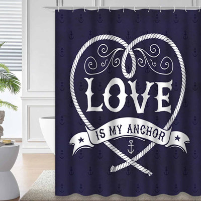 Rideau de douche nautique avec 12 crochets