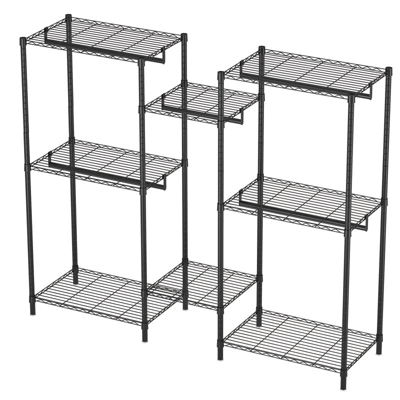 Portant à vêtements robuste, organisateur de garde-robe autoportant, portemanteau portatif pour garde-robe, portemanteau réglable avec 8 tablettes réglables et 5 portemanteaux, noir