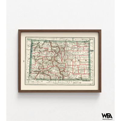Colorado Map With Cities Vintage 1900 Framed Wall Art Interactive Educational Historical USA State And Geographical Map Teacher Gift Idea