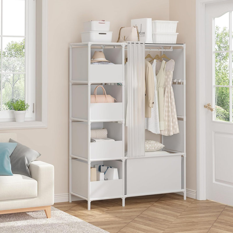 Ebern Designs Portable Closet Free Standing Wardrobe Closet With ...