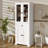 67.2" Tall Bathroom Storage Cabinet With Tempered Glass Doors, Adjustable Shelves-1153988524