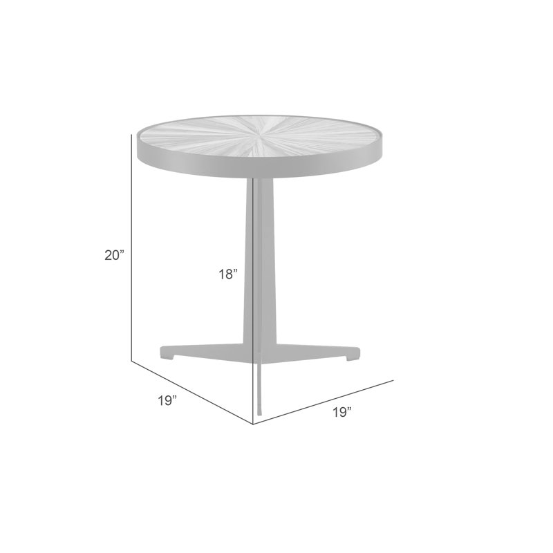 Burdett Mid-Century 19 In. Round Maroon End Table With Tempered Glass Top