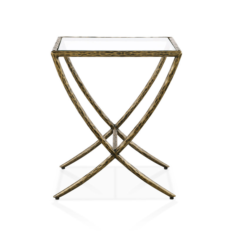 Mathis Modern Hammered Metal Side Table, Matte Gold