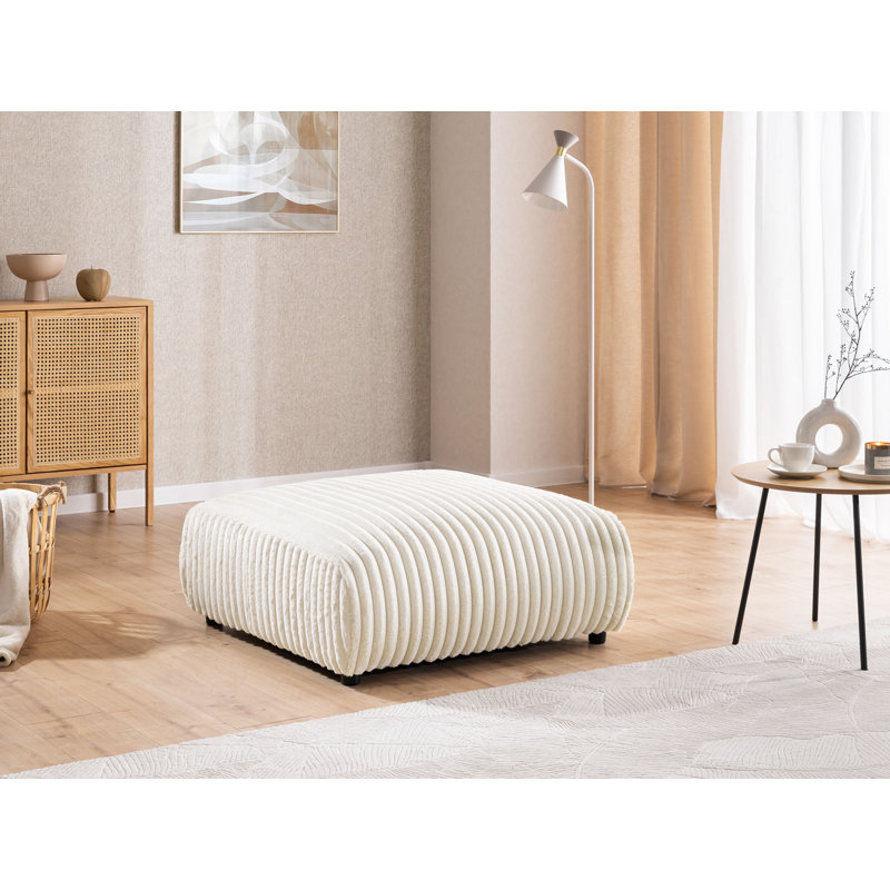 Mollis 88cm Wide Square No Pattern Pouf Ottoman, Light Beige