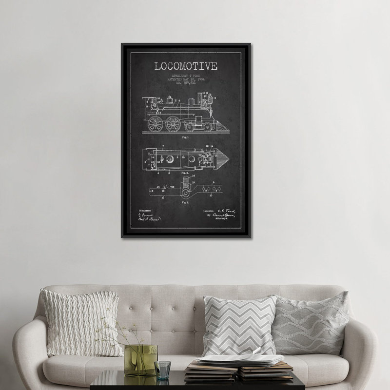 « ethelbert t. ford », reproduction d’impression sur toile en gris anthracite, H 26 po x l 18 po x P 1,5 po, Pas de tapis