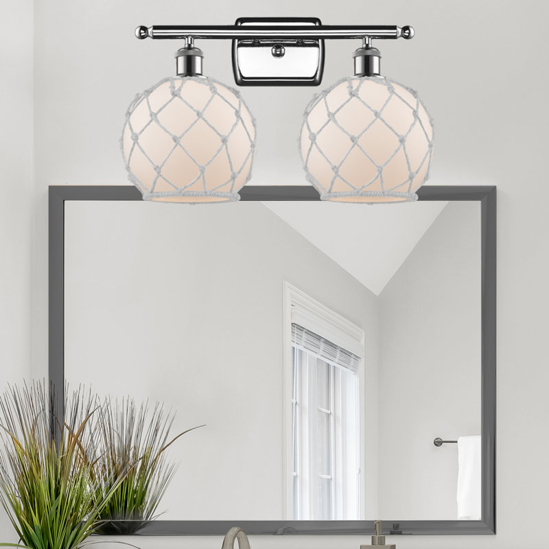 Arriola 2-Light Dimmable Vanity Light, 6 Watt Vinage LED Bulb, White/Off White, Polished Chrome