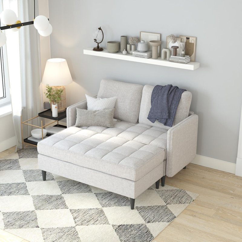 Canapé modulaire avec méridienne de rangement Chineta, Polyester avoine