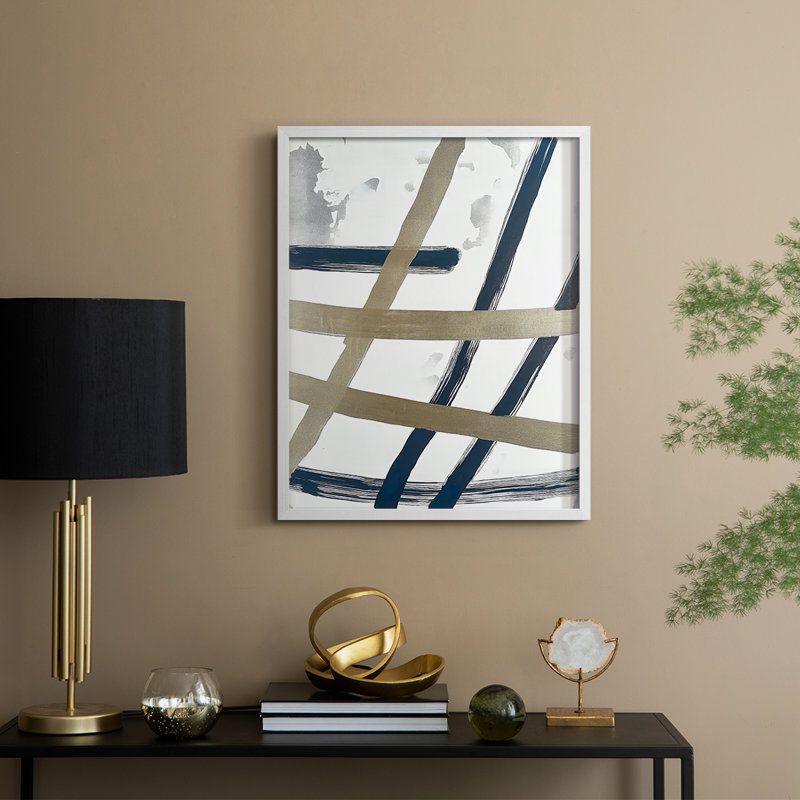 Impression abstraite encadrée, prête à être accrochée, fabriquée aux États-Unis, H 29 po x l 23 po, Blanc