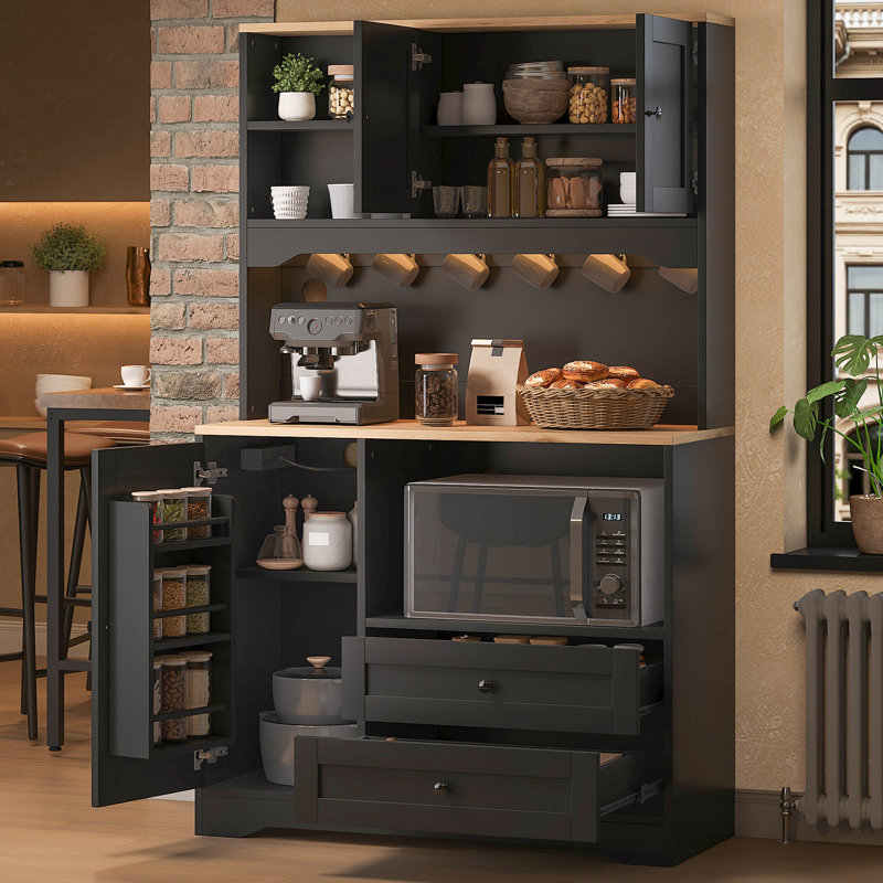 163cm Kitchen Pantry, Black