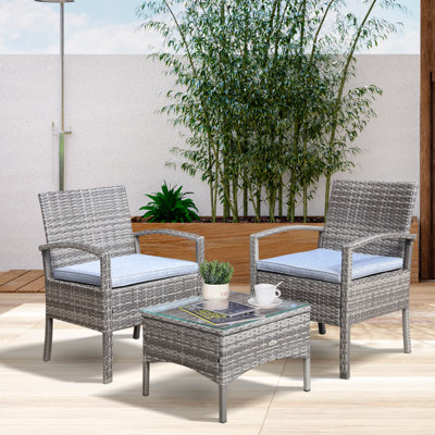 Ensemble de chaises de jardin et de table en rotin 3 pièces Red Barrel Studio®