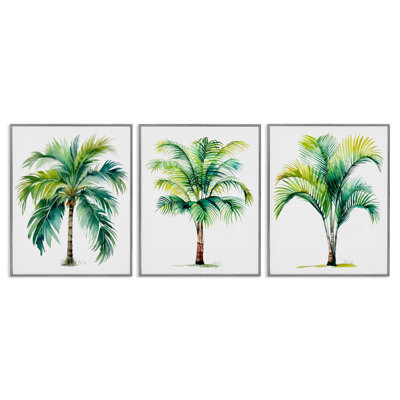 Exotic Lagoon Palms 3pc Framed Giclee Set, design by Shelly Craig