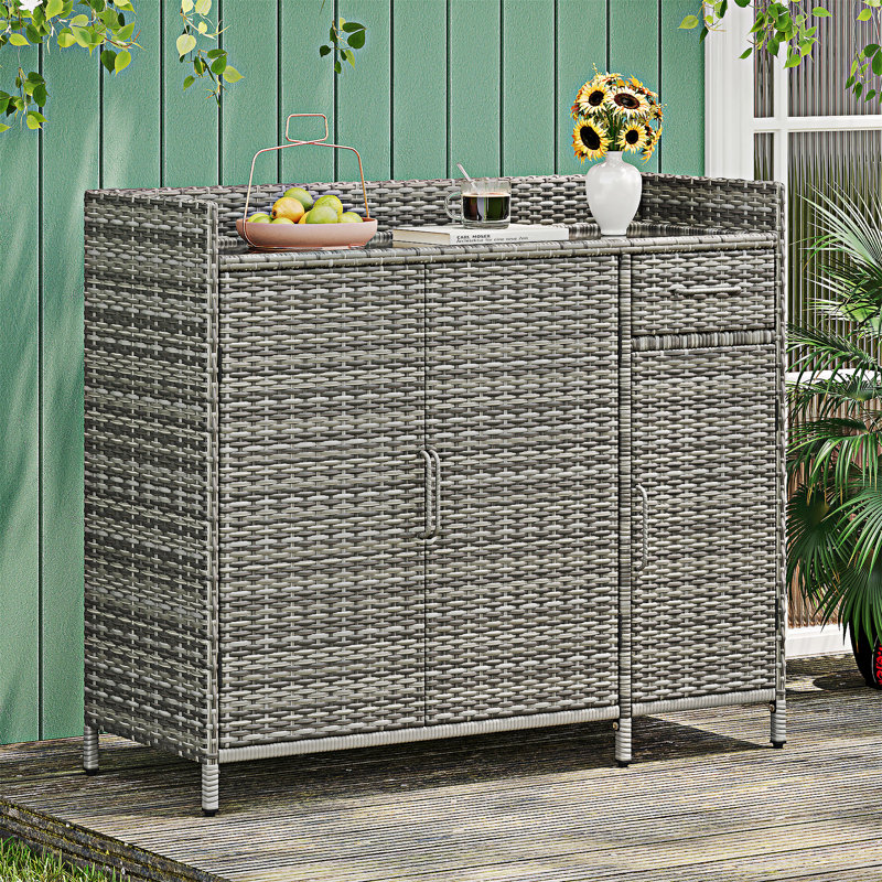 Table de bar avec plateau en verre trempé résistant aux intempéries, Gris