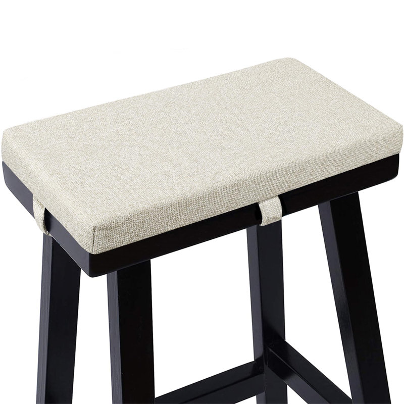 Saddle Stool Cushion Rectangular Bar Stool Seat Cushion Cover Rectangle With Strap Ties, 1 Piece, Light Linen