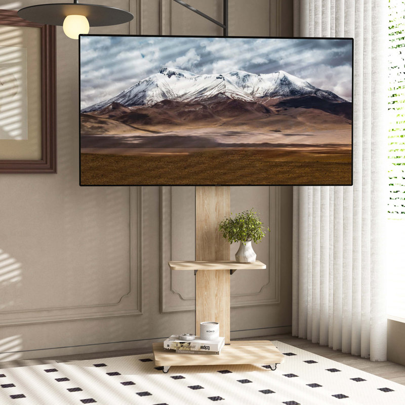 Meuble télé avec tablette pour le salon, Bois / noir
