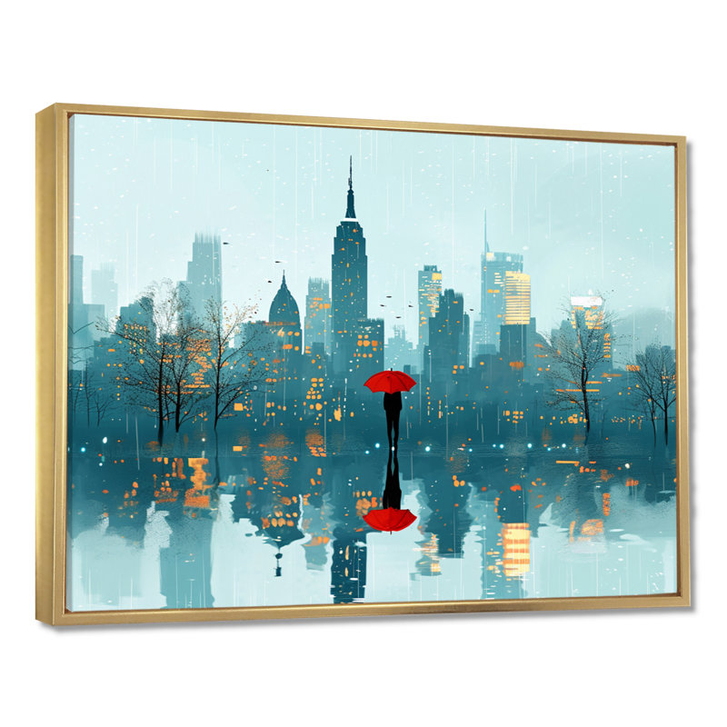 Noemie - impression d'art mural New York City, Cadre flottant doré, H 12 po x l 20 po