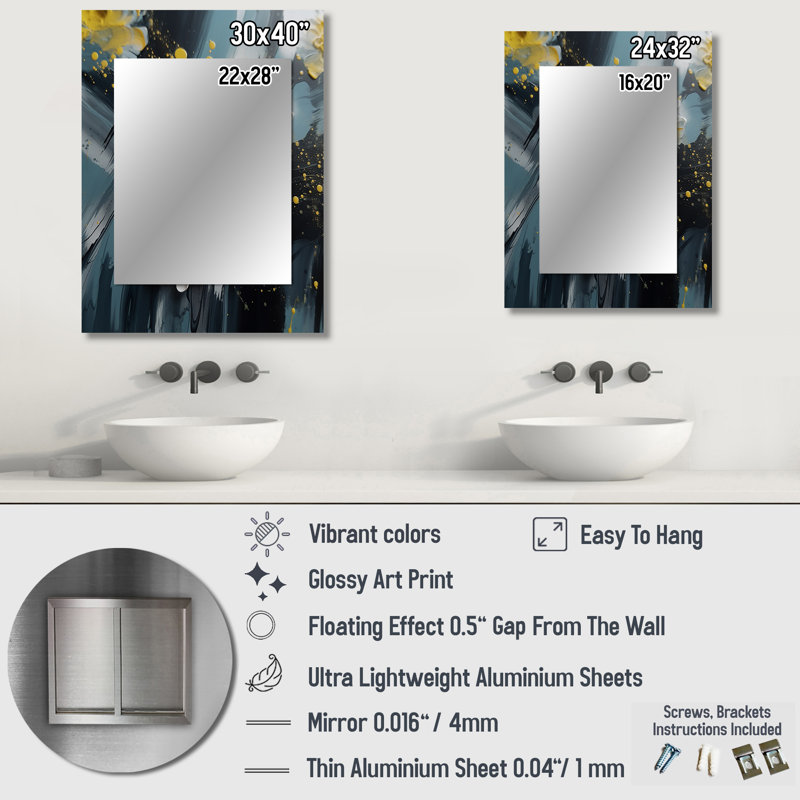Jaune et blanc, jacinthe, paysage VI - Hyacinthe, miroir mural unique, art traditionnel, 32 po x 24 po