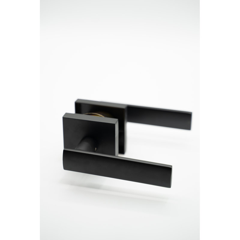 Levier de porte de passage avec rosette carrée Utica, Noir