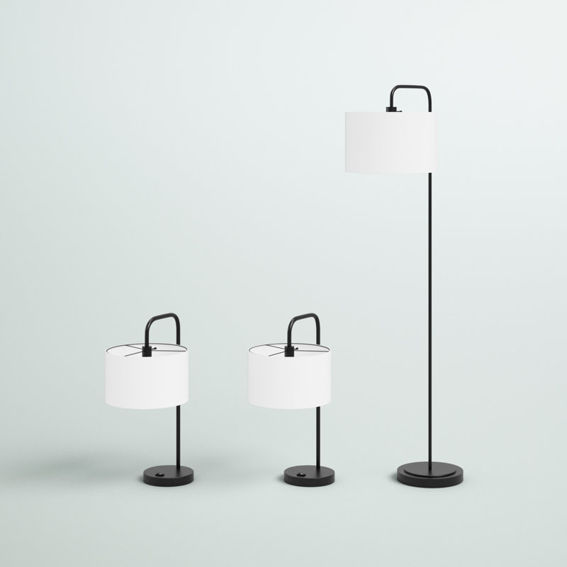 Ensemble 3 pièces de lampes de table et sur pied Ashe