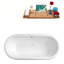 Baignoire de trempage sur pattes 66 "avec drain, pattes et plateau en bambou 66" Streamline-50896764-50896765