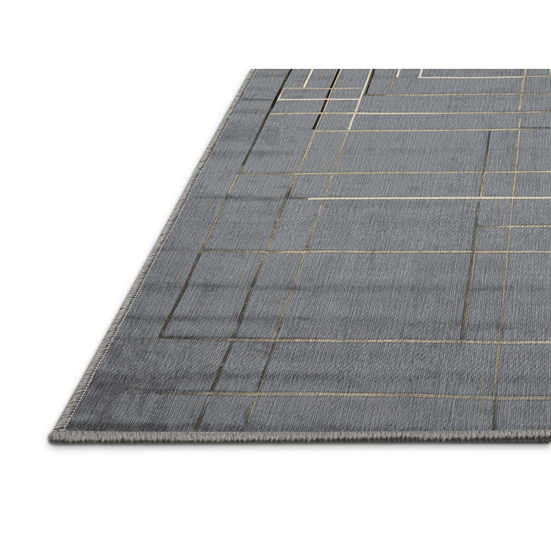 Machine Washable Gray Area Rug, Rectangle 8' x 12'