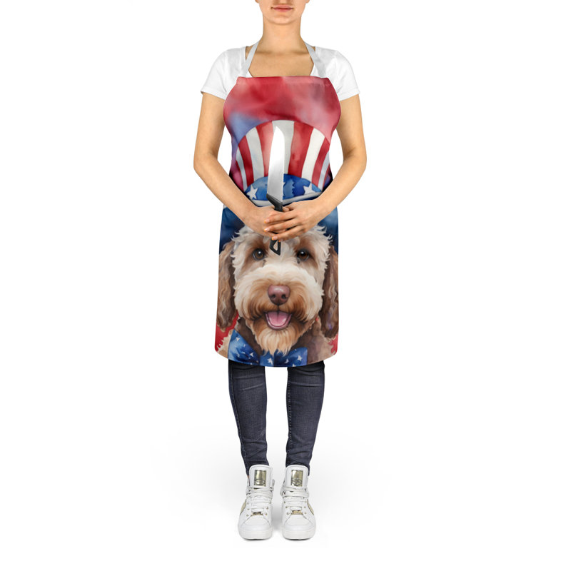 Patriotic American Apron, Light Brown Labradoodle