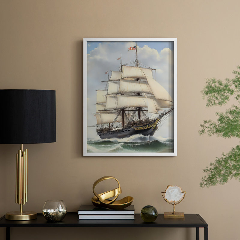 NAUTICAL Series LXI, reproduction encadrée - bois massif, H 30 po x l 24 po, Blanc