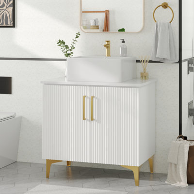 Balconera 30 Inch Single Bathroom Vanity With Ceramic Sink And Engineered Stone Countertop
