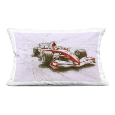 Sketched Race Car Concept Decorative Printed Throw Pillow, design by Steve Hunziker, 14 x 7 x 20