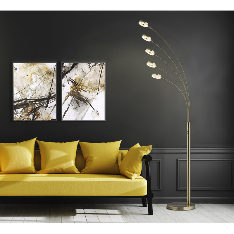 73'' Antique Satin Brass LED Tree Floor Lamp with USB