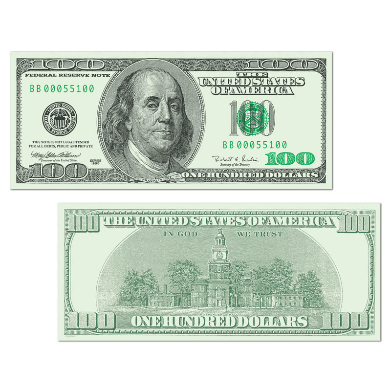 $100 bill découpé big bucks